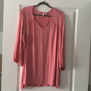 Tunic Casual Top; Cato; 14/16W; V Neck; Salmon Color $4